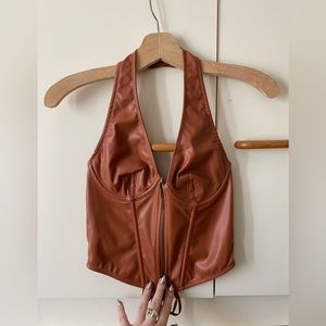 Urban Outfitters adjustable halter leather corset